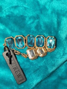 J. Crew Vintage Oversized Faceted Glass Link Bracelet